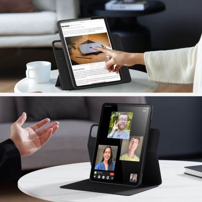 ESR Rebound Hybrid Case 360 - полиуретанов калъф с отделящ се кейс и поставка за iPad Pro 13 (2024) (черен-прозрачен) 5