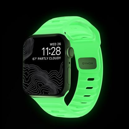Nomad Sport Strap Glow 2.0 - силиконова каишка за Apple Watch 38мм, 40мм, 41мм, 42мм (2024) (светлозелен) 2