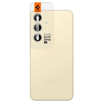 Spigen Glas.tR EZ Fit Optik Pro Lens Protector 2 Pack - 2 комплекта предпазни стъклени лещи за камерата на Samsung Galaxy S24 (жълт) 3