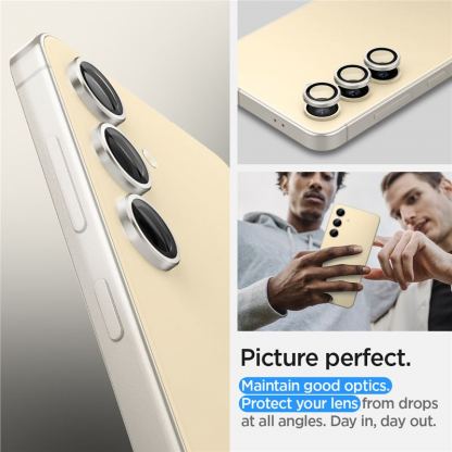 Spigen Glas.tR EZ Fit Optik Pro Lens Protector 2 Pack - 2 комплекта предпазни стъклени лещи за камерата на Samsung Galaxy S24 (жълт) 7