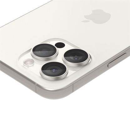 Spigen Glass tR EZ Fit Optik Pro Lens Protector 2 Pack - 2 комплекта предпазни стъклени лещи за камерата на iPhone 16 Pro, iPhone 16 Pro Max, iPhone 15 Pro, iPhone 15 Pro Max (бял) 5
