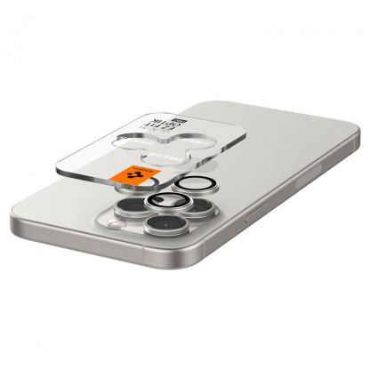 Spigen Glass tR EZ Fit Optik Pro Lens Protector 2 Pack - 2 комплекта предпазни стъклени лещи за камерата на iPhone 16 Pro, iPhone 16 Pro Max, iPhone 15 Pro, iPhone 15 Pro Max (бял) 6