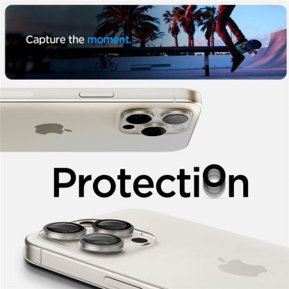 Spigen Glass tR EZ Fit Optik Pro Lens Protector 2 Pack - 2 комплекта предпазни стъклени лещи за камерата на iPhone 16 Pro, iPhone 16 Pro Max, iPhone 15 Pro, iPhone 15 Pro Max (бял) 7
