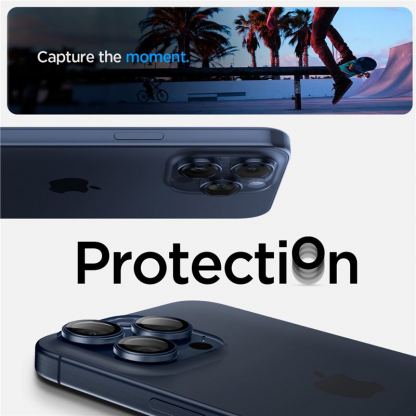 Spigen Glass tR EZ Fit Optik Pro Lens Protector 2 Pack - 2 комплекта предпазни стъклени лещи за камерата на iPhone 16 Pro, iPhone 16 Pro Max, iPhone 15 Pro, iPhone 15 Pro Max, iPhone 14 Pro, iPhone 14 Pro Max (тъмносин) 6