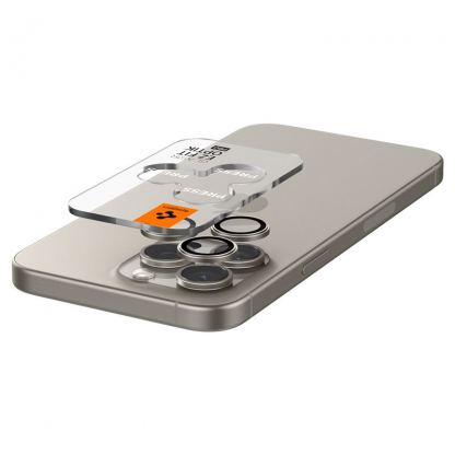 Spigen Glass tR EZ Fit Optik Pro Lens Protector 2 Pack - 2 комплекта предпазни стъклени лещи за камерата на iPhone 16 Pro, iPhone 16 Pro Max, iPhone 15 Pro, iPhone 15 Pro Max, iPhone 14 Pro, iPhone 14 Pro Max (сив) 6