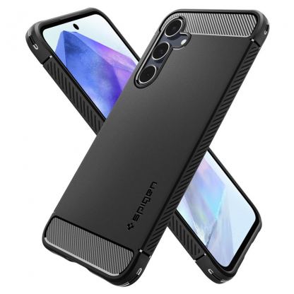 Spigen Rugged Armor Case - тънък качествен силиконов (TPU) калъф за Samsung Galaxy A55 (черен) 8