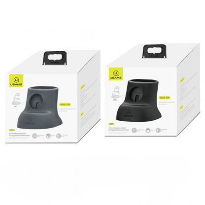 Usams US-ZJ051 Silicon Charging Holder for Apple Watch, AirPods - силиконова поставка за зареждане на iPhone, Apple Watch и Apple AirPods (черна) 2