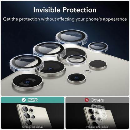 ESR Tempered Glass Camera Lens Protector 2 Pack - 2 комплекта предпазни стъклени лещи за камерата на Samsung Galaxy S24 Ultra (прозрачен)  5