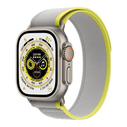 Techsuit Watchband W039 - текстилна каишка за Apple Watch 42мм, 44мм, 45мм, 46мм, Ultra 49мм (жълт-сив) 2