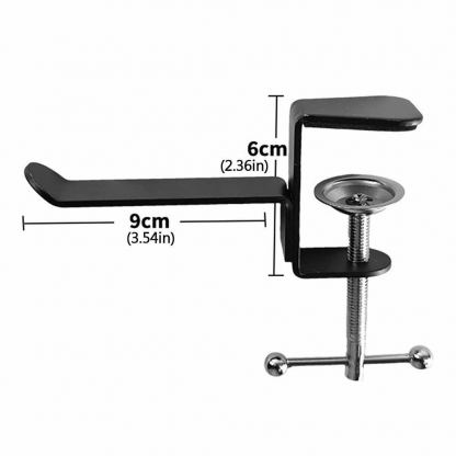 Techsuit Universal Metal Hook Mount for Bags and Headphones - поставка за бюро за слушалки или чанти (черен) 5