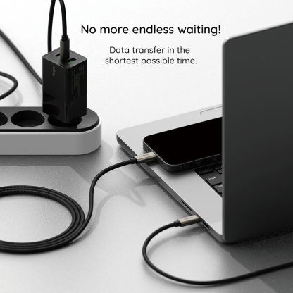 Ringke USB-C to USB-C Data Cable 60W - кабел с бързо зареждане за устройства с USB-C порт (100 см) (черен)  3