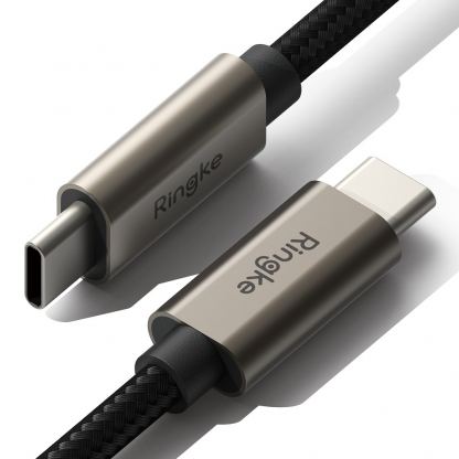 Ringke USB-C to USB-C Data Cable 60W - кабел с бързо зареждане за устройства с USB-C порт (100 см) (черен)  5