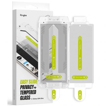 Ringke Privacy Easy Slide Tempered Glass 2 Pack - 2 броя калени стъклени защитни покрития с определен ъгъл на виждане за дисплея на Samsung Galaxy S24 Ultra (прозрачен) 4