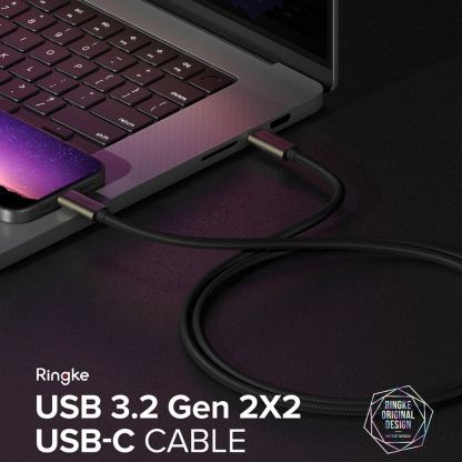 Ringke USB-C to USB-C Data Cable 240W - кабел с бързо зареждане за устройства с USB-C порт (100 см) (черен)  2