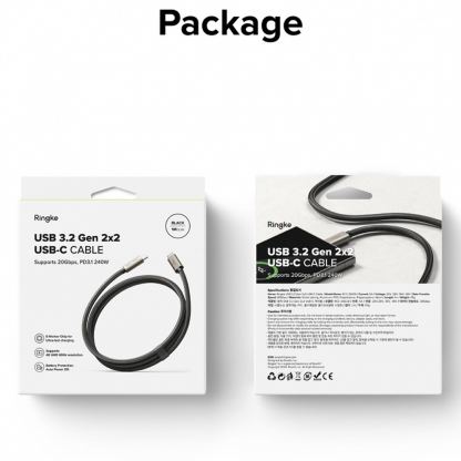 Ringke USB-C to USB-C Data Cable 240W - кабел с бързо зареждане за устройства с USB-C порт (100 см) (черен)  4