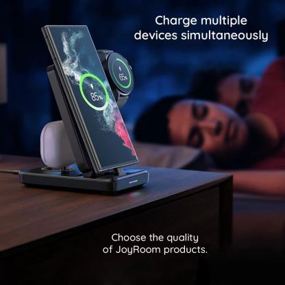JoyRoom Samsung Galaxy USB-C 4in1 Charging Station (JR-WQS01) - сгъваема док станция за Samsung устройства с USB-C, Galaxy Watch и Galaxy Buds (черен) 3