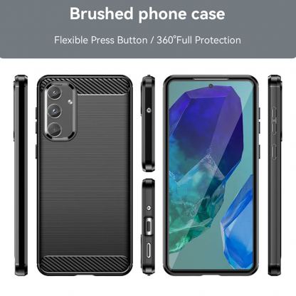 Techsuit Carbon Silicone Case - тънък силиконов (TPU) калъф за Samsung Galaxy M55 (черен)  3