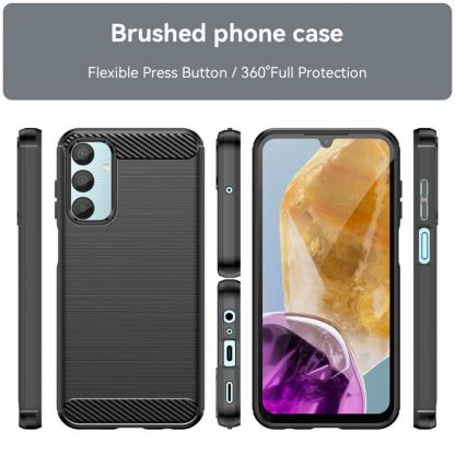 Techsuit Carbon Silicone Case - тънък силиконов (TPU) калъф за Samsung Galaxy M15 (черен)  6