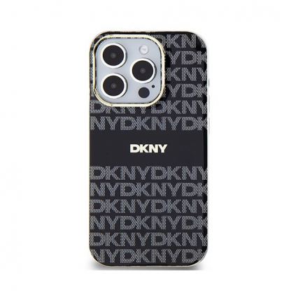 DKNY Repeat Pattern Tonal Stripe MagSafe Case - хибриден удароустойчив кейс с MagSafe за iPhone 15 Pro Max (черен) 3