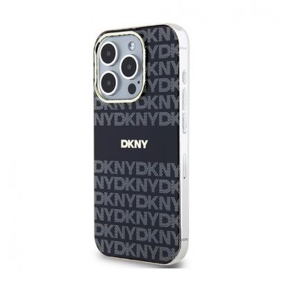 DKNY Repeat Pattern Tonal Stripe MagSafe Case - хибриден удароустойчив кейс с MagSafe за iPhone 15 Pro Max (черен) 4