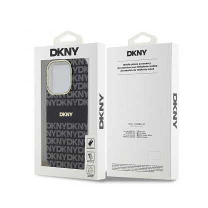 DKNY Repeat Pattern Tonal Stripe MagSafe Case - хибриден удароустойчив кейс с MagSafe за iPhone 15 Pro Max (черен) 8