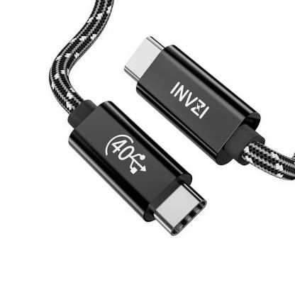 INVZI USB4 USB-C to USB-C Fast Charging Cable 240W - здрав USB4 кабел с въжена оплетка за устройства с USB-C порт (100 см) (черен) 3