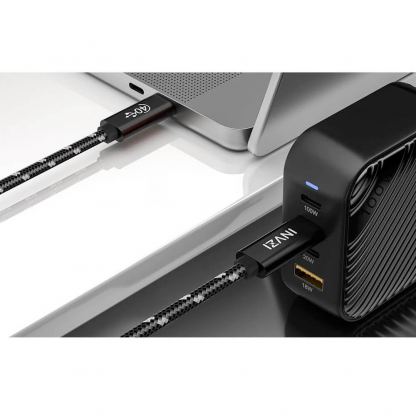 INVZI USB4 USB-C to USB-C Fast Charging Cable 240W - здрав USB4 кабел с въжена оплетка за устройства с USB-C порт (100 см) (черен) 4