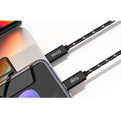 INVZI USB4 USB-C to USB-C Fast Charging Cable 240W - здрав USB4 кабел с въжена оплетка за устройства с USB-C порт (100 см) (черен) 7
