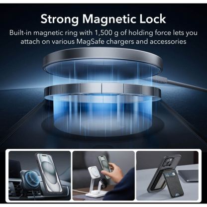 ESR Halolock Classic Pro MagSafe Hybrid Protection Set - хибриден удароустойчив кейс с MagSafe и стъклено защитно покритие за дисплея на iPhone 15 (черен-прозрачен) 3