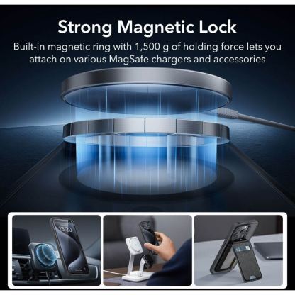 ESR Halolock Classic Pro MagSafe Hybrid Protection Set - хибриден удароустойчив кейс с MagSafe и стъклено защитно покритие за дисплея на iPhone 15 Pro Max (черен-прозрачен) 7