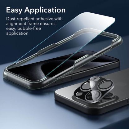 ESR Halolock Classic Pro MagSafe Hybrid Protection Set - хибриден удароустойчив кейс с MagSafe и стъклено защитно покритие за дисплея на iPhone 15 Pro Max (черен-прозрачен) 10