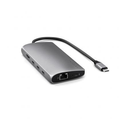 Satechi USB-C Multiport Adapter 8K With Ethernet V3 - мултифункционален хъб за свързване на допълнителна периферия за компютри с USB-C (тъмносив) 3