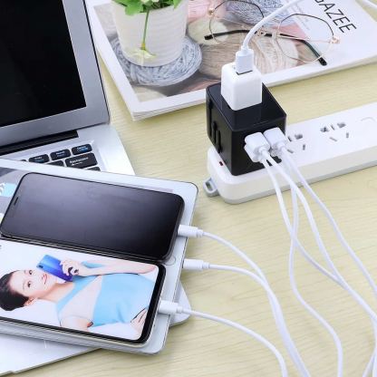 Techsuit Travel Adapter (HHT520) 15W - захранване с 1xUSB-C и 3xUSB-A изхода и преходници за цял свят в едно устройство за мобилни устройства (черен) 6