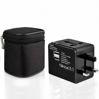 Techsuit Travel Adapter (HHT148) 20W - захранване с USB-C и USB-A изходи и преходници за цял свят в едно устройство за мобилни устройства (черен) 4