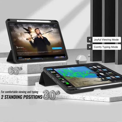 Techsuit Flex Trifold Case - термополиуретанов (TPU) кейс и поставка за iPad Pro 11 (2024) (черен) 5