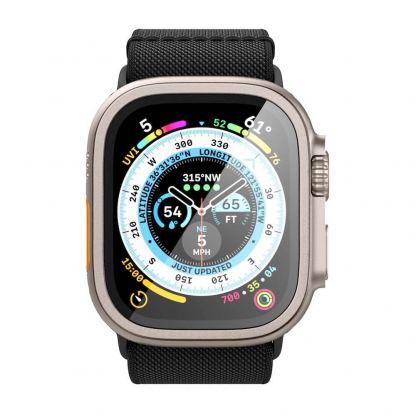 Spigen Glass GLAS.tR Slim Pro Tempered Galss - калено стъклено защитно покритие с алуминиева рамка за Apple Watch Ultra 49мм (титан-прозрачен) 5