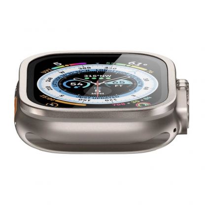 Spigen Glass GLAS.tR Slim Pro Tempered Galss - калено стъклено защитно покритие с алуминиева рамка за Apple Watch Ultra 49мм (титан-прозрачен) 6