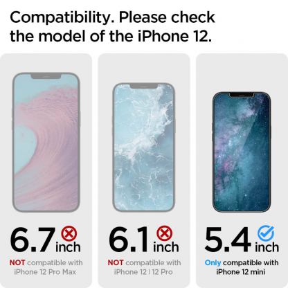 Spigen Glas.tR EZ Fit Tempered Glass 2 Pack - 2 броя стъклени защитни покрития за дисплея на iPhone 12 mini (прозрачен) 5