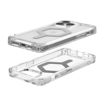 Urban Armor Gear Plyo MagSafe Case - удароустойчив хибриден кейс за iPhone 15 Pro Max (прозрачен-сребрист) 2