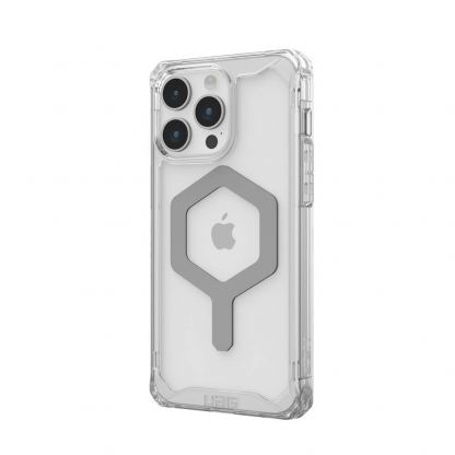Urban Armor Gear Plyo MagSafe Case - удароустойчив хибриден кейс за iPhone 15 Pro Max (прозрачен-сребрист) 4