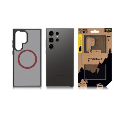 Tactical MagForce Hyperstealth 2.0 Cover - хибриден удароустойчив кейс с MagSafe за Samsung Galaxy S24 Ultra (черен-червен) 3