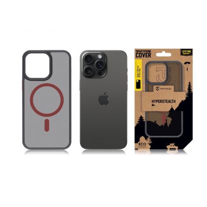 Tactical MagForce Hyperstealth 2.0 Cover - хибриден удароустойчив кейс с MagSafe за iPhone 15 Pro Max (черен-червен) 3