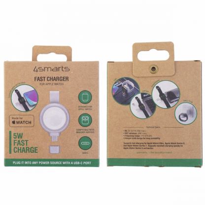 4smarts MFi Fast Charger for Apple Watch 5W - докинг станция за зареждане на Apple Watch и AirPods с MagSafe кейс за зареждане (бял) 8