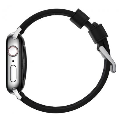 Nomad Active Band Pro - кожена (естествена кожа) каишка за Apple Watch 42мм, 44мм, 45мм, 46мм, Ultra 49мм (черен-сребрист) 5