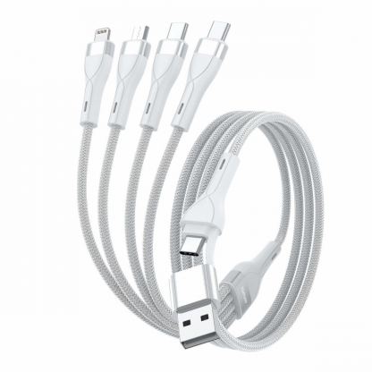 4smarts 4-in-2 Multi-Charging USB Cable - универсален USB-C кабел с Lightning, microUSB и USB-C конектори (120 см) (бял) 3