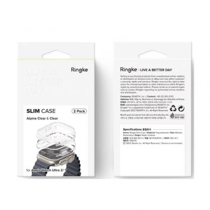 Ringke 2x Slim Watch Case - комплект от два броя качествен твърд кейс за Apple Watch Ultra 49мм (прозрачен и матиран) (2 броя) 8