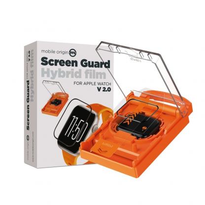 Mobile Origin Screen Guard Hybrid Glass Protector - хибридно защитно покритие с извити ръбове за целия дисплей на Apple Watch Ultra 49мм (черен-прозрачен) 3