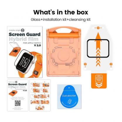 Mobile Origin Screen Guard Hybrid Glass Protector - хибридно защитно покритие с извити ръбове за целия дисплей на Apple Watch Ultra 49мм (черен-прозрачен) 4