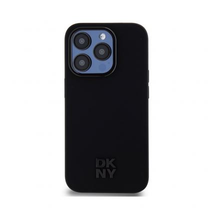 DKNY Stack Logo MagSafe Leather Hard Case - дизайнерски кожен кейс с MagSafe за iPhone 15 Pro (черен) 2