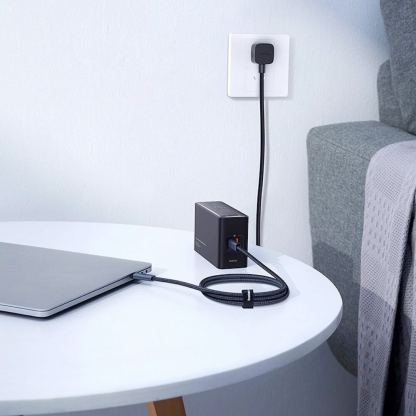Baseus Flash USB4 USB-C to USB-C Fast Charging Cable 240W - здрав USB4 кабел с въжена оплетка за устройства с USB-C порт (100 см) (черен) 8
